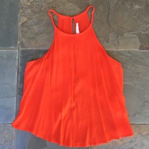 Lush Deep Orange Tank with Cut Out Back Sz M