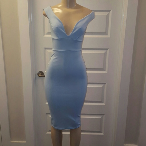 SALE Skye Blue sweetheart off shoulder midi dress - Picture 2 of 3