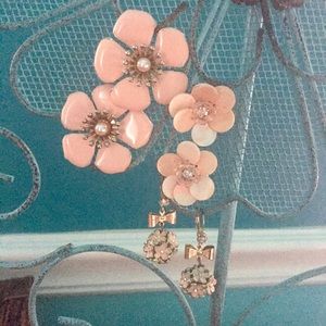 3 pairs of blush pink/salmon earrings