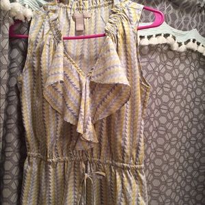 Stylish yellow and gray silky shirt!