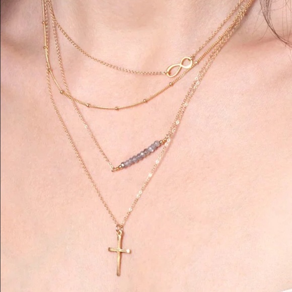 14k Gold Plated Multi Layered Necklace