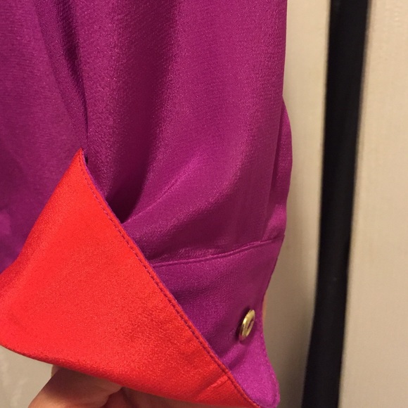 fuchsia and orange silky dress shirt! - Picture 3 of 3