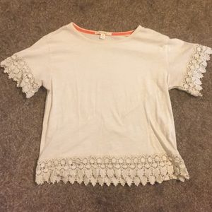 Cream colored top with lace