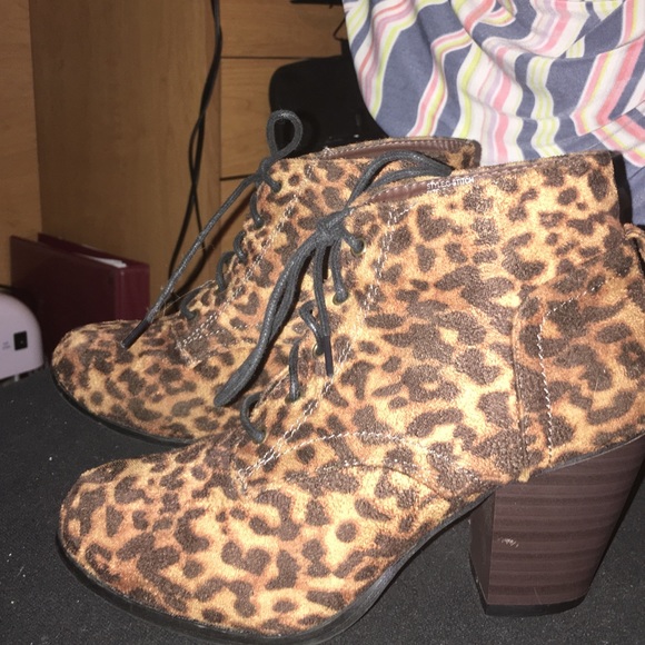 Cheetah print bootie style heels