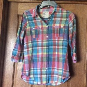 American Eagle Colorful Plaid Top