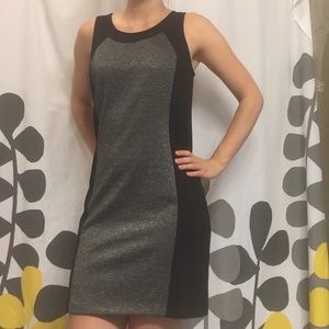 Kensie shimmery silver & black shift dress