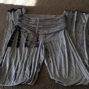 Gray and navy tie dye palazzo pants