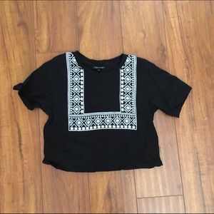 Topshop black embroidered top