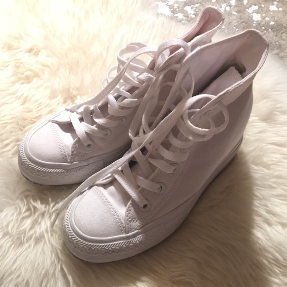 Converse white high top with wedge