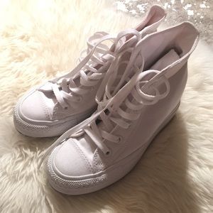 Converse white high top with wedge