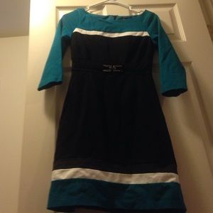 White House Black Market teal/black/white 00 dress