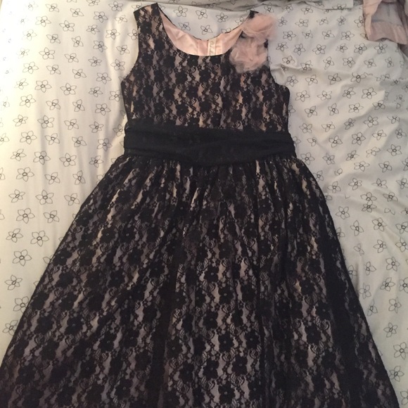 Cherokee black and pink lace dress size kids XL
