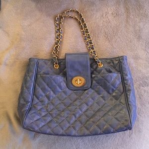 Royal blue quilted shoulder bag