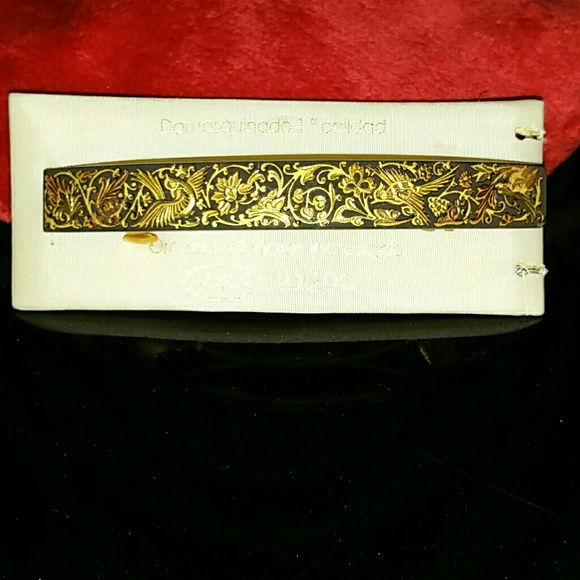 Damascene 24 K Gold Rectangle Hair Barrette