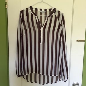 Sheer Burgundy Striped Blouse
