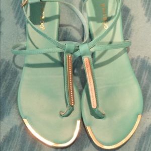 Teal flat sandals