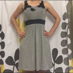 Lightweight, grey summer dress with flower detail
