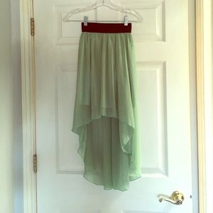 High low mint skirt