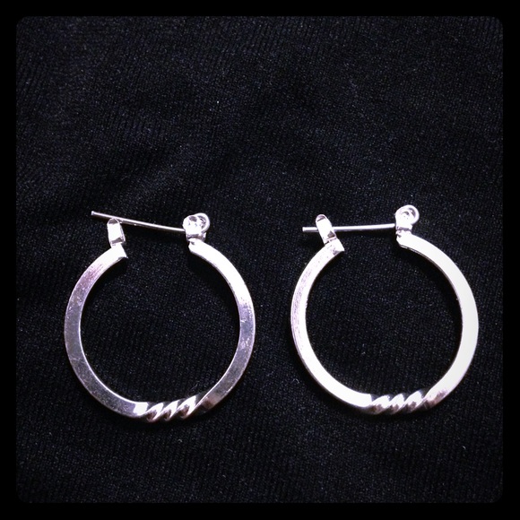 Small silver twisted hoop earrings