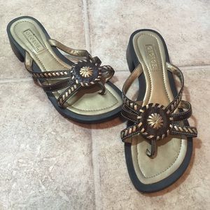 Super cute brown and gold sandals