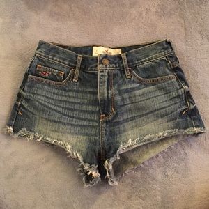 Denim high waisted shorts.