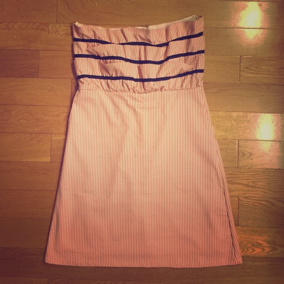 Judith March Orange Seersucker Dress with Ruffles
