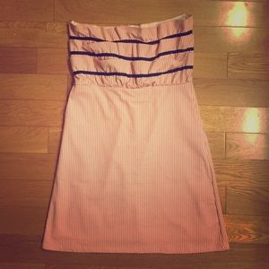 Judith March Orange Seersucker Dress with Ruffles