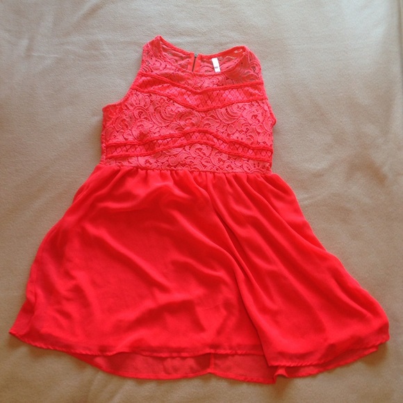 Coral Lace Top Dress