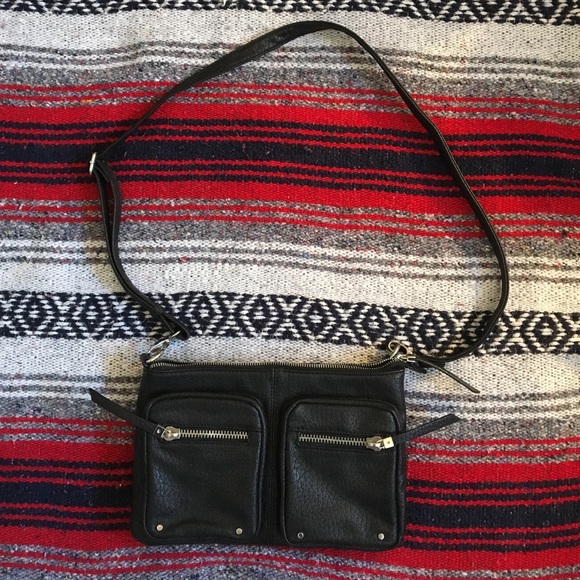 FREE PEOPLE black pebbled pleather purse