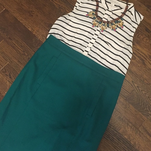 Emerald green pencil skirt