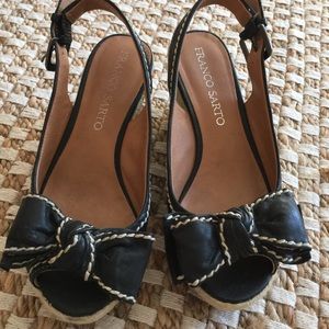 Black leather espadrilles by Franco Sarto