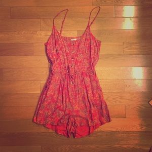 Floral Backless Romper with Pockets