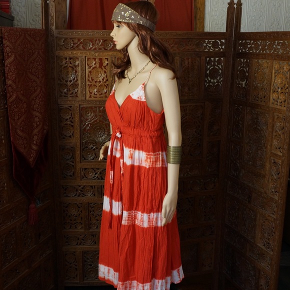 Metro 7 red & white tie dye maxi dress, size 10 - Picture 2 of 4