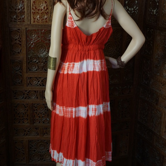 Metro 7 red & white tie dye maxi dress, size 10 - Picture 3 of 4