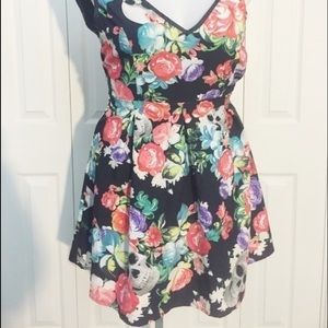 Skull and flower pinup style punky retro dress