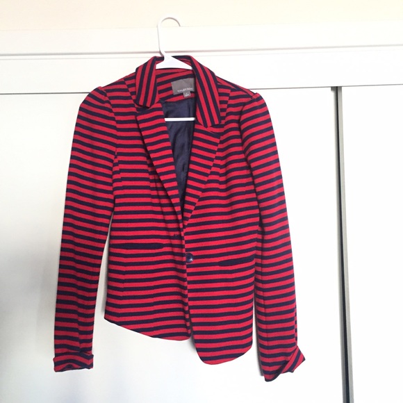 Red and navy striped jacket