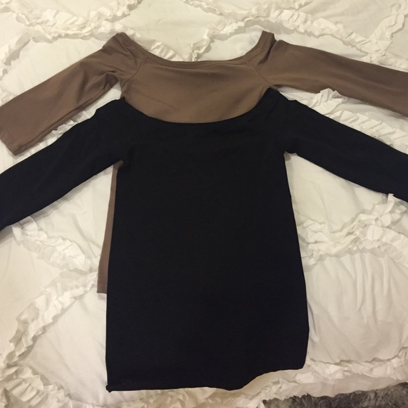 Tan stretchy off the shoulder top