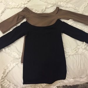Tan stretchy off the shoulder top