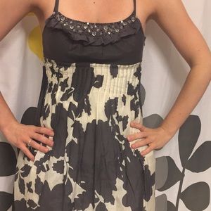 Kensie white and grey dress with beaded neckline