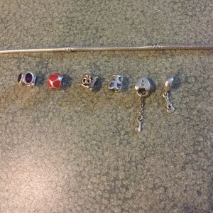 Pandora bracelet with assorted charms