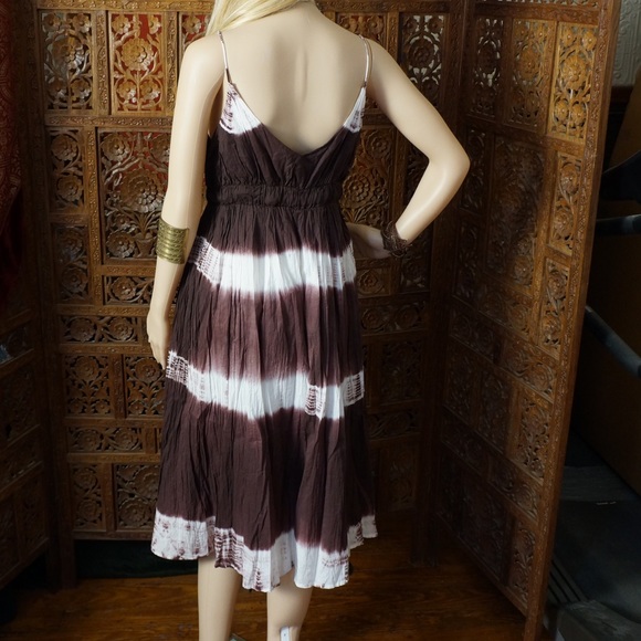 Metro 7 brown & white tie dye maxi dress, size 10 - Picture 3 of 4