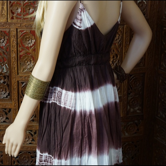 Metro 7 brown & white tie dye maxi dress, size 10 - Picture 4 of 4