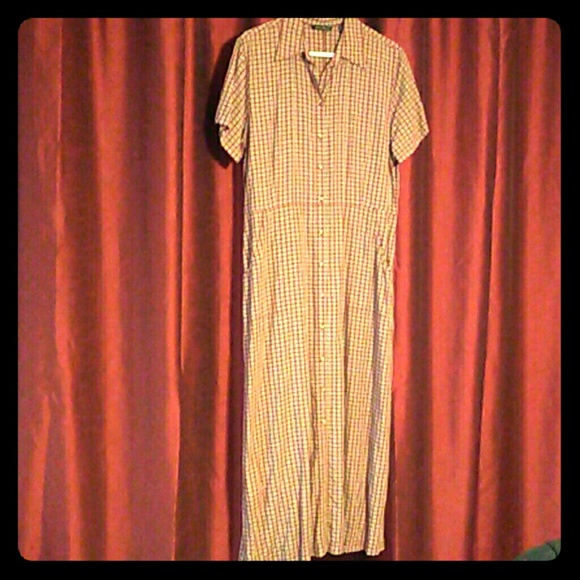 EDDIE BAUER LONG CHECKERED DRESS LARGE !!!
