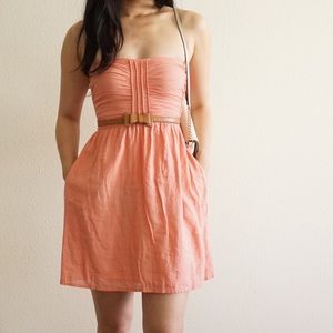 ZARA salmon pink strapless summer dress