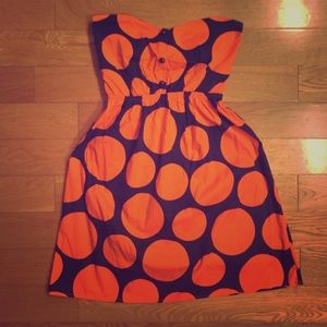 Judith March Orange and Navy Sweetheart Dress