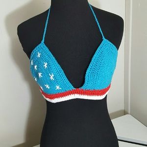 Crochet American Flag Bikini Top