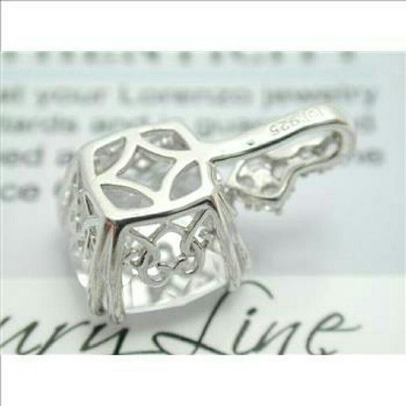 925 Sterling Silver 18k White Gold Topaz Pendant - Picture 2 of 4