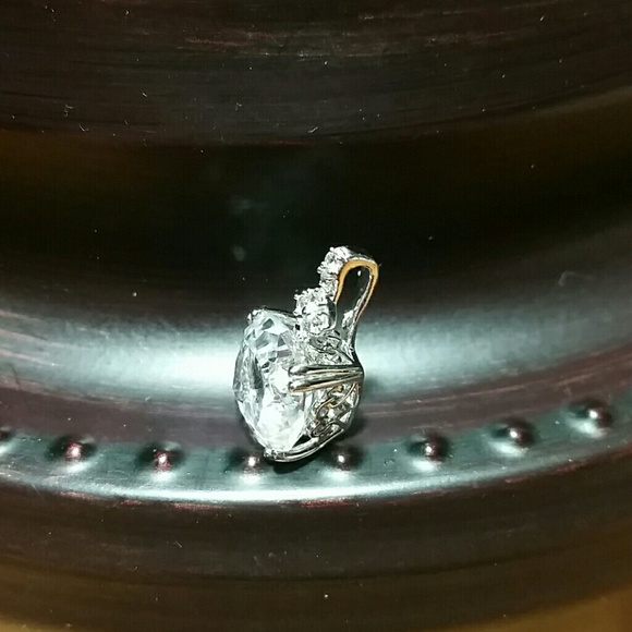 925 Sterling Silver 18k White Gold Topaz Pendant - Picture 4 of 4