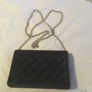 Banana Republic Black pony hair quilted purse