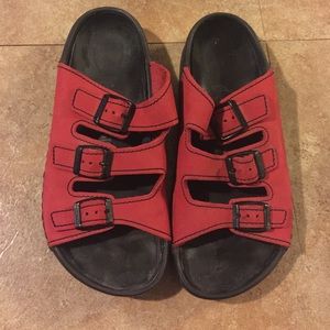 Red and Black Birkenstocks